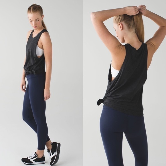 Lululemon Tie & Go Soft Pima Cotton Tank in Heathered Black - Picture 3 of 12